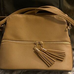 Deluxity Tan Women’s Crossbody Bag with Tassel Accent Cute!!